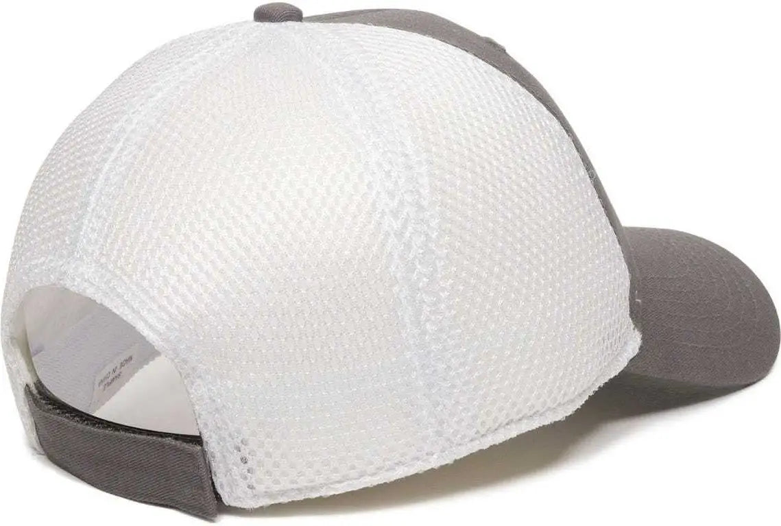 OC Sports SWM-600 Cotton Twill And Mesh Adjustable Cap - Charcoal Wh - Dark Gray White / 6 7/8’’ - 7 1/2’’