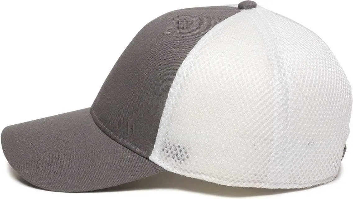 OC Sports SWM-600 Cotton Twill And Mesh Adjustable Cap - Charcoal Wh - Dark Gray White / 6 7/8’’ - 7 1/2’’
