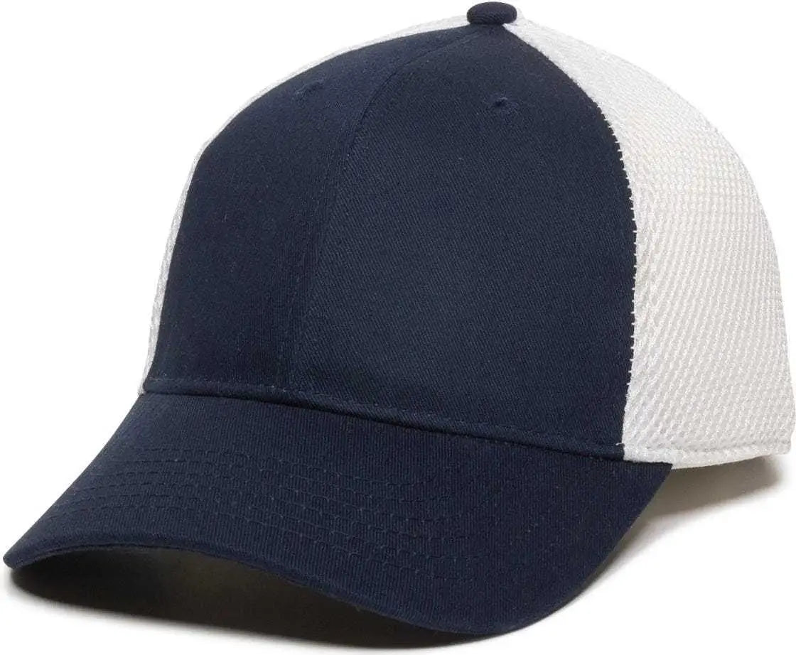 OC Sports SWM-600 Cotton Twill And Mesh Adjustable Cap - Navy White - Navy White / 6 7/8’’ - 7 1/2’’