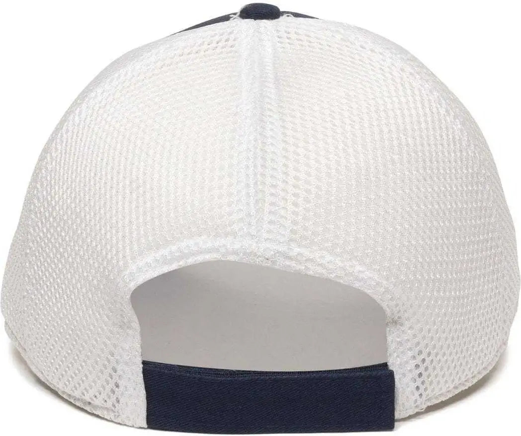 OC Sports SWM-600 Cotton Twill And Mesh Adjustable Cap - Navy White - Navy White / 6 7/8’’ - 7 1/2’’