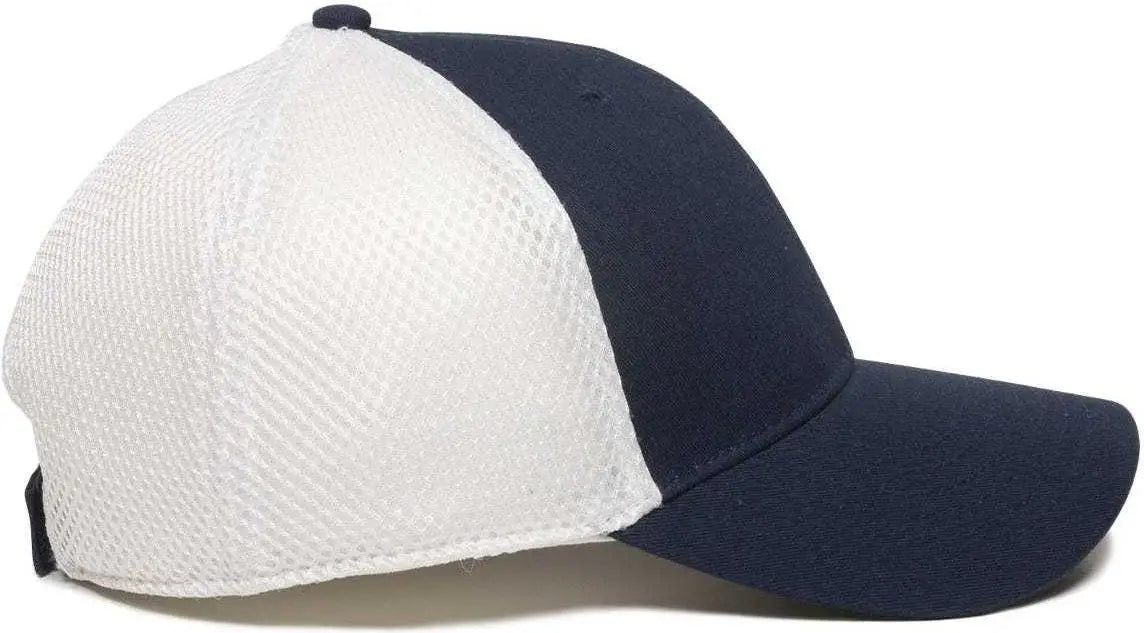 OC Sports SWM-600 Cotton Twill And Mesh Adjustable Cap - Navy White - Navy White / 6 7/8’’ - 7 1/2’’