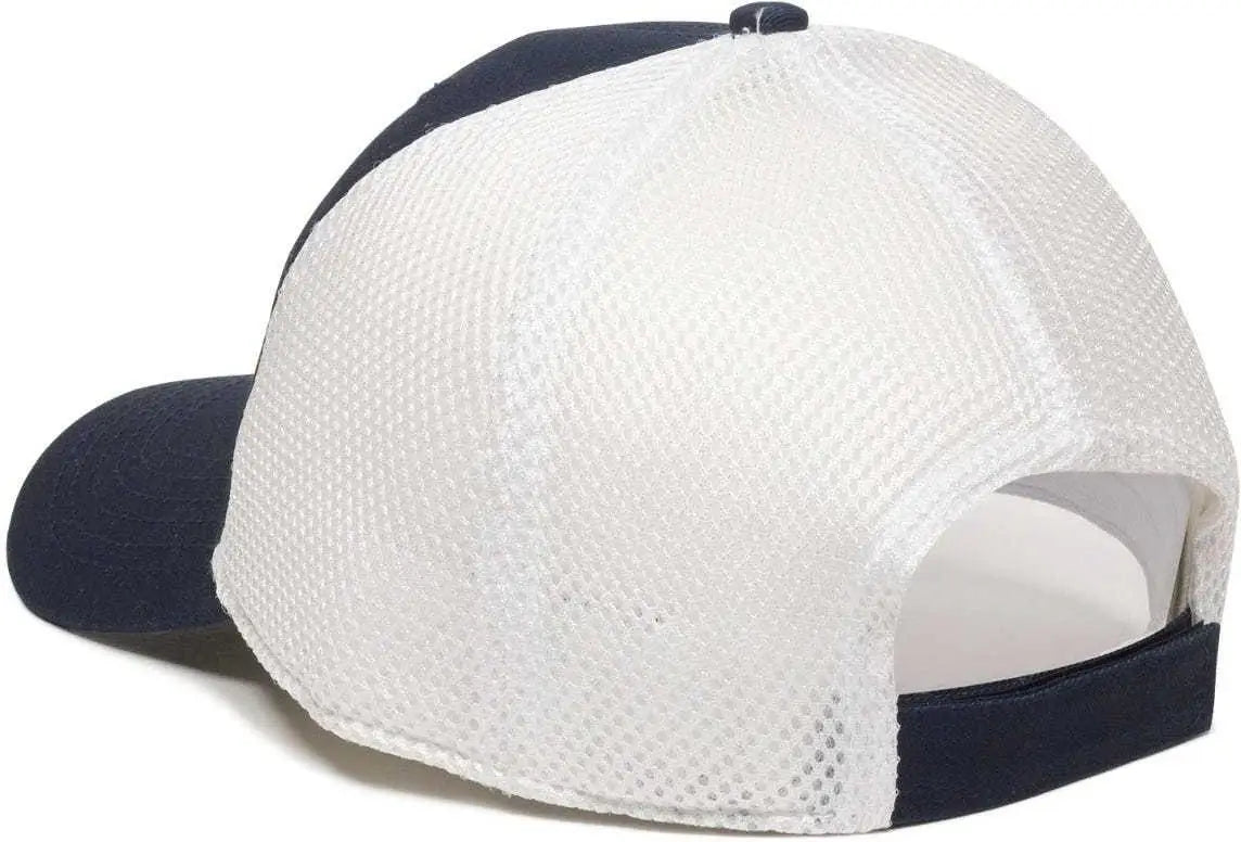 OC Sports SWM-600 Cotton Twill And Mesh Adjustable Cap - Navy White - Navy White / 6 7/8’’ - 7 1/2’’