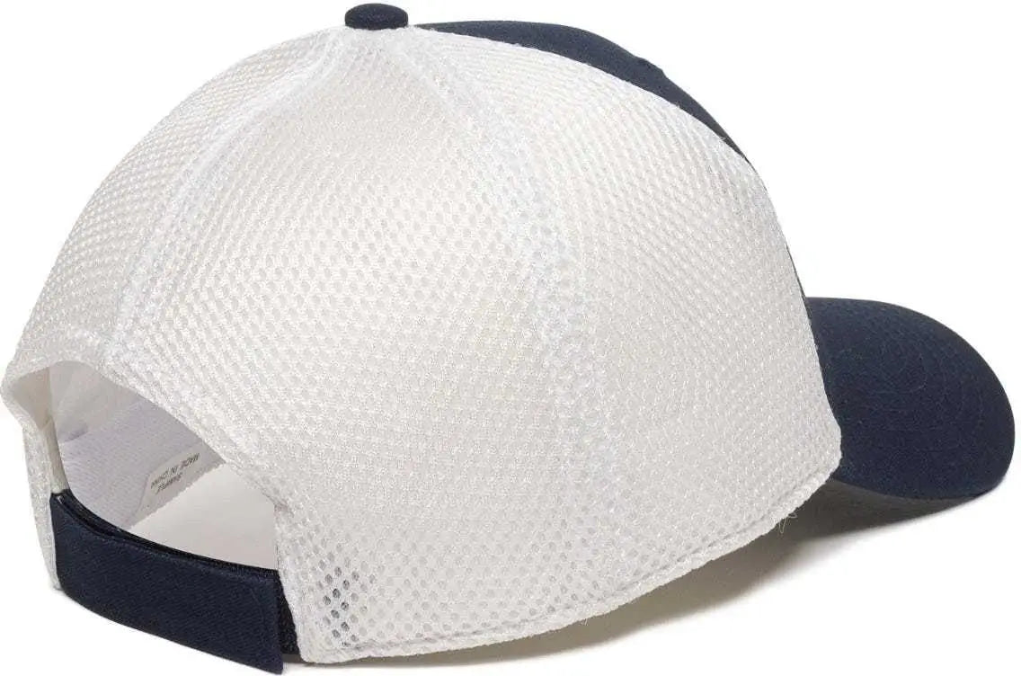 OC Sports SWM-600 Cotton Twill And Mesh Adjustable Cap - Navy White - Navy White / 6 7/8’’ - 7 1/2’’