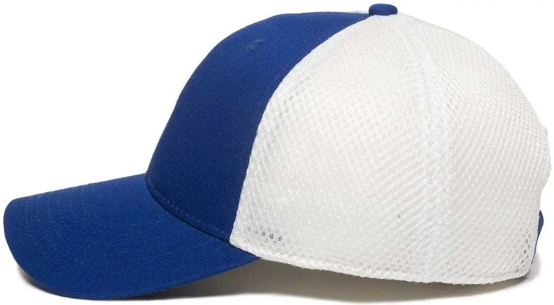 OC Sports SWM-600 Cotton Twill And Mesh Adjustable Cap - Royal White - Royal White / 6 7/8’’ - 7 1/2’’
