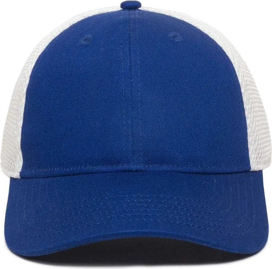 OC Sports SWM-600 Cotton Twill And Mesh Adjustable Cap - Royal White - Royal White / 6 7/8’’ - 7 1/2’’