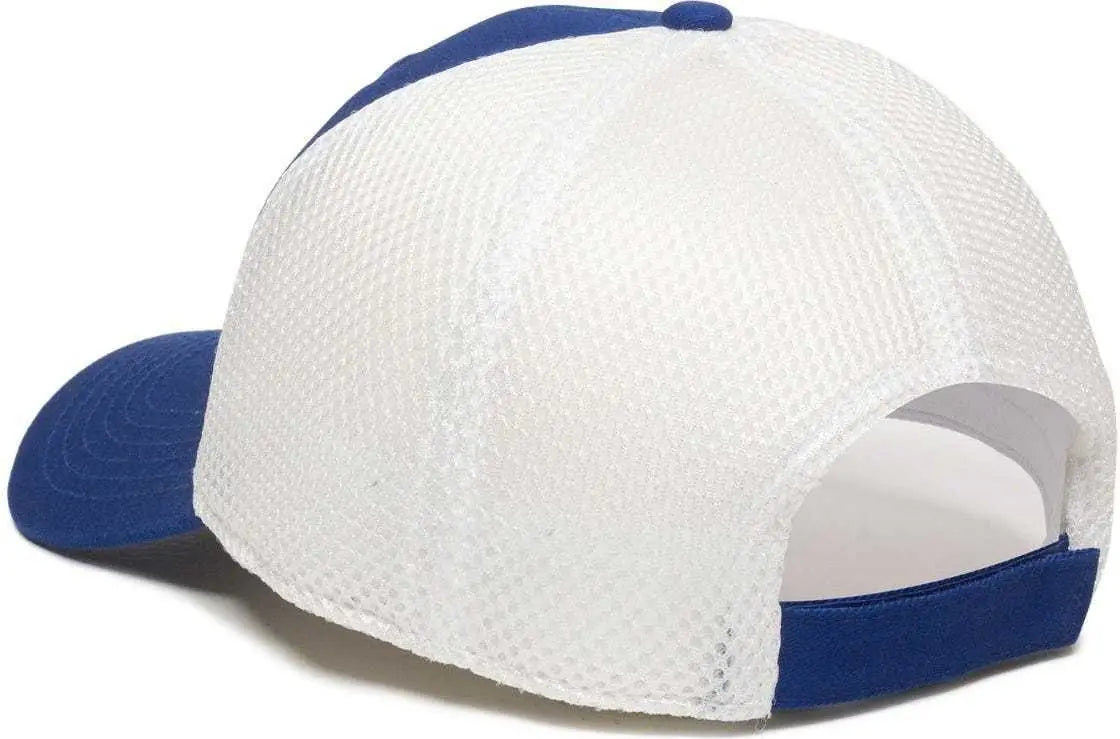 OC Sports SWM-600 Cotton Twill And Mesh Adjustable Cap - Royal White - Royal White / 6 7/8’’ - 7 1/2’’