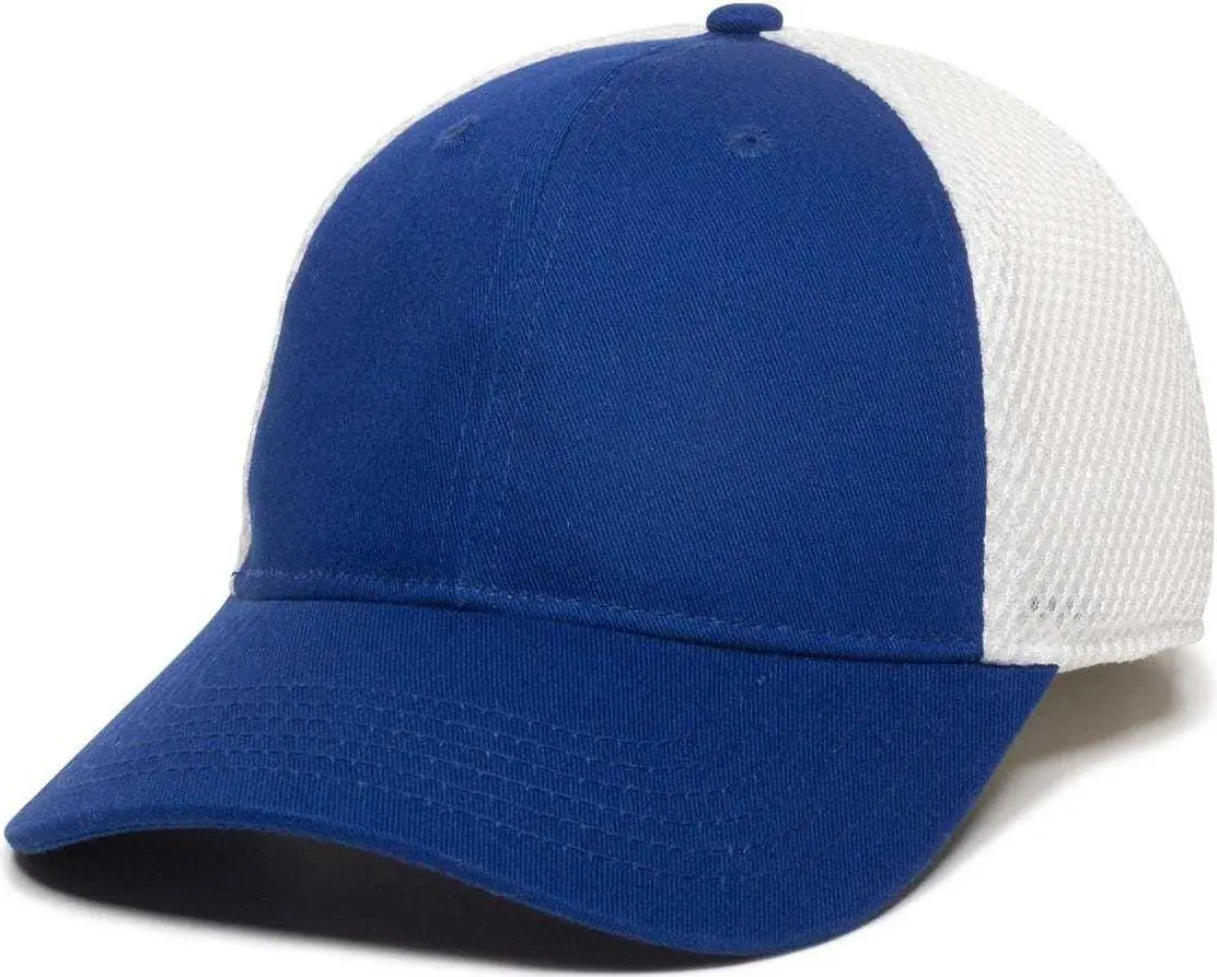 OC Sports SWM-600 Cotton Twill And Mesh Adjustable Cap - Royal White - Royal White / 6 7/8’’ - 7 1/2’’
