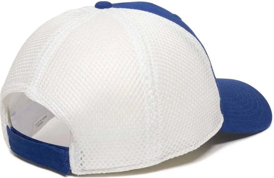 OC Sports SWM-600 Cotton Twill And Mesh Adjustable Cap - Royal White - Royal White / 6 7/8’’ - 7 1/2’’