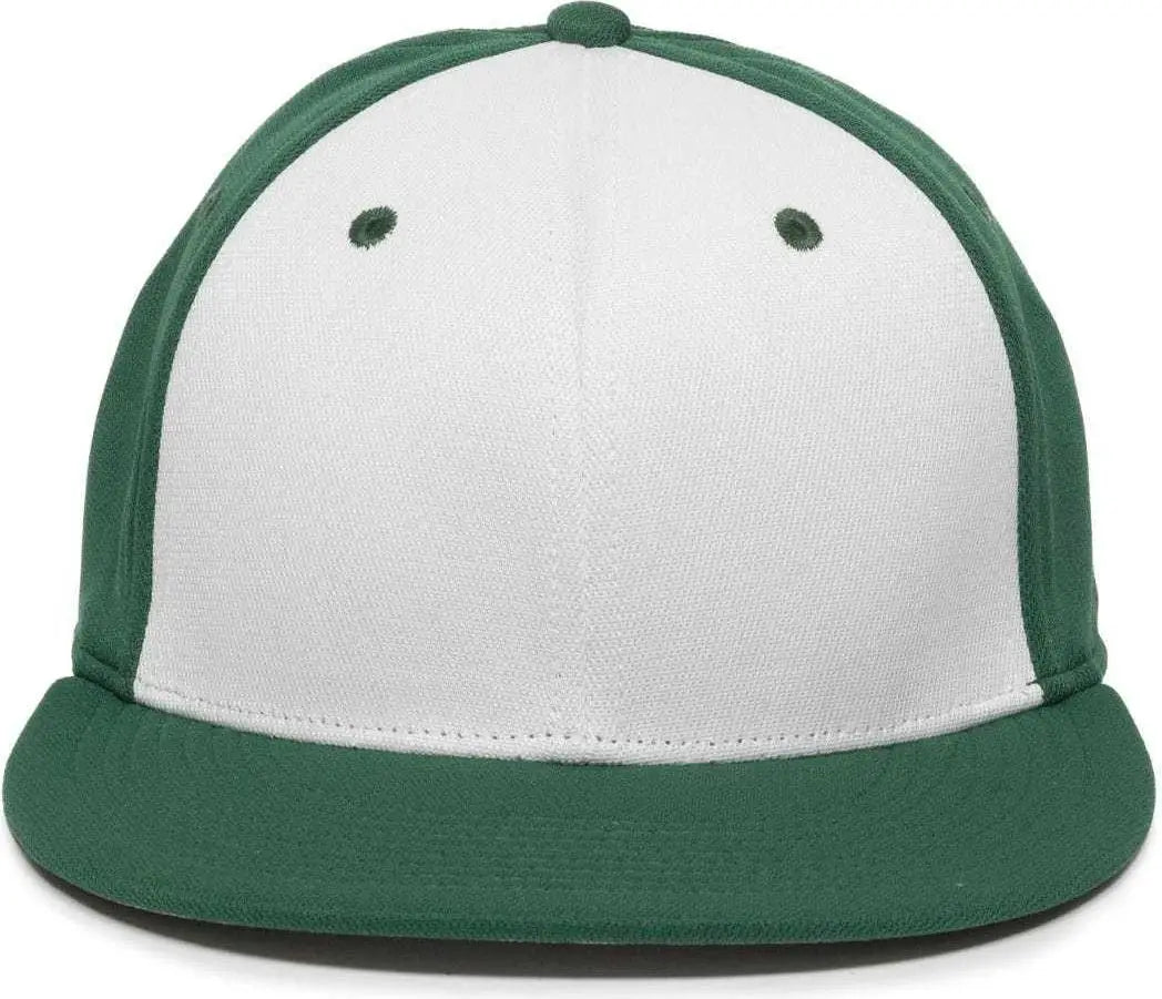 OC Sports TGS1930X Proflex Bamboo Charcoal Flat Visor Cap - Wh Dark Gn Dark Gn