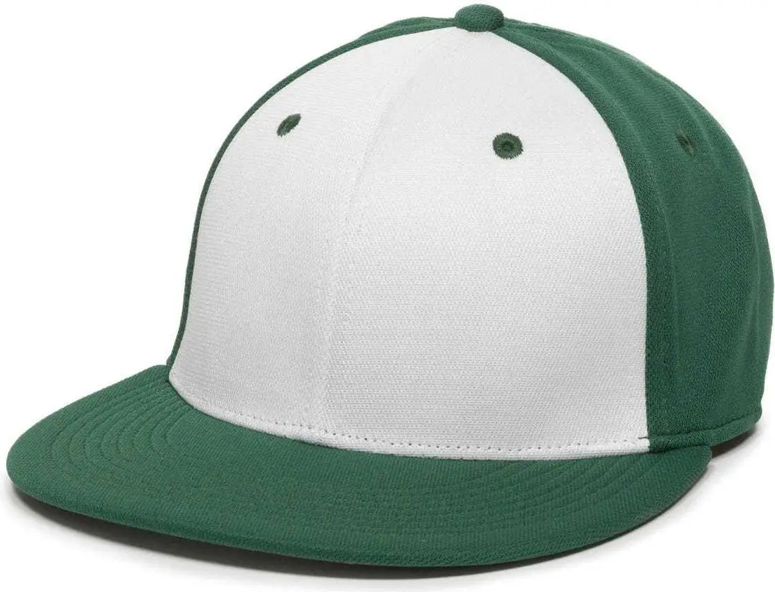 OC Sports TGS1930X Proflex Bamboo Charcoal Flat Visor Cap - Wh Dark Gn Dark Gn