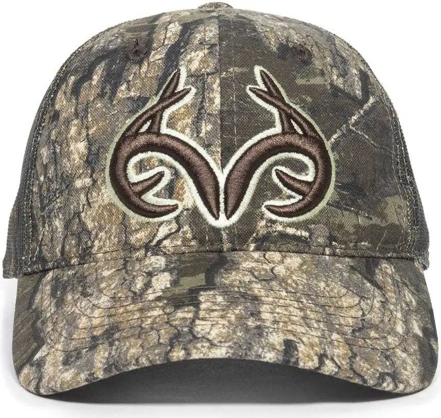 OC Sports TRT85A Heavy Washed Camo Mesh Back Cap - Realtree Timber - Realtree / 6 7/8’’ - 7 1/2’’