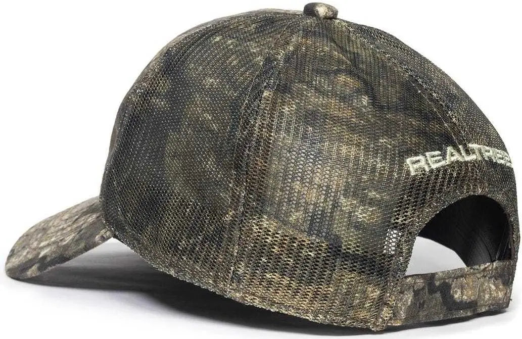 OC Sports TRT85A Heavy Washed Camo Mesh Back Cap - Realtree Timber - Realtree / 6 7/8’’ - 7 1/2’’