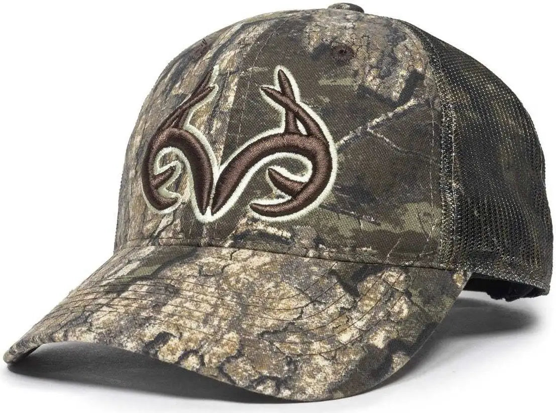 OC Sports TRT85A Heavy Washed Camo Mesh Back Cap - Realtree Timber - Realtree / 6 7/8’’ - 7 1/2’’