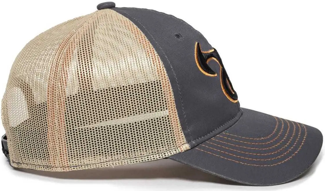 OC Sports TRU03A Weathered Cotton Mesh Back Cap - Dark Gray Beige - Gray Khaki / 6 7/8’’ - 7 1/2’’