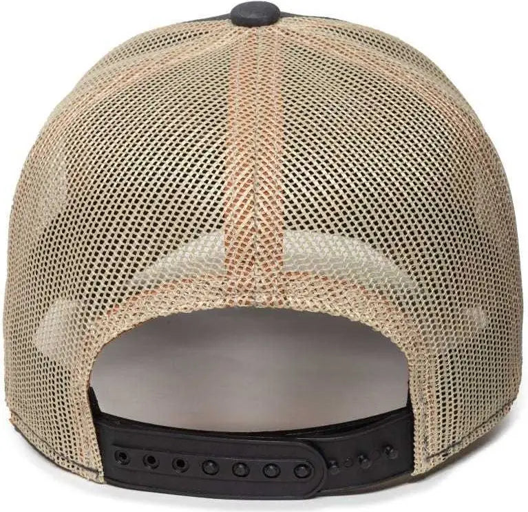 OC Sports TRU03A Weathered Cotton Mesh Back Cap - Dark Gray Beige - Gray Khaki / 6 7/8’’ - 7 1/2’’