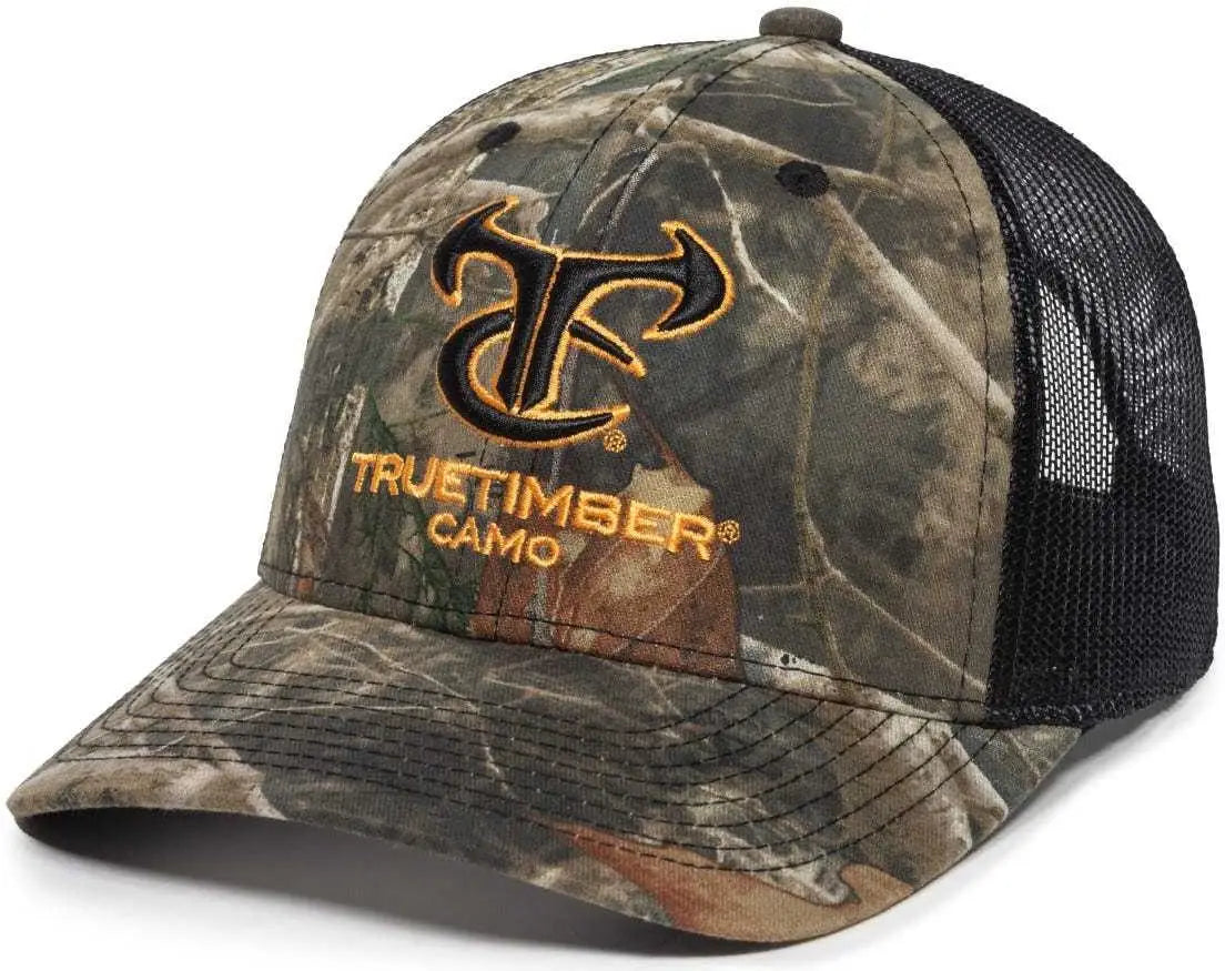 OC Sports TRU04A Canvas Camo Mesh Back Cap - TrueTimber Kanati Black - TrueTimber Black / 6 7/8’’ - 7 1/2’’