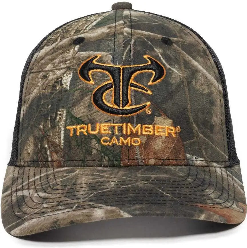 OC Sports TRU04A Canvas Camo Mesh Back Cap - TrueTimber Kanati Black - TrueTimber Black / 6 7/8’’ - 7 1/2’’