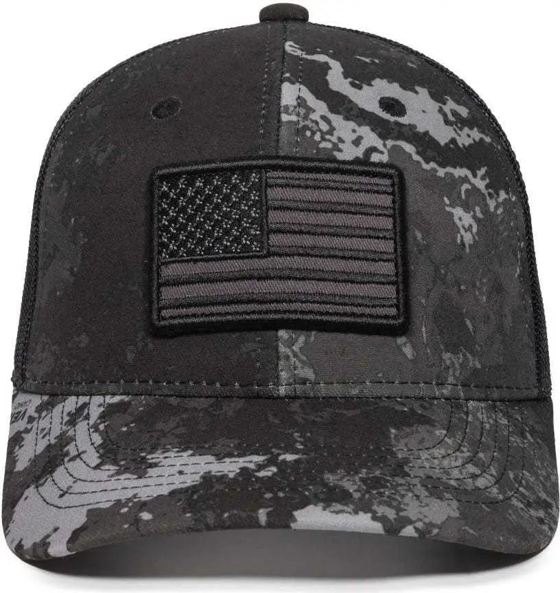 OC Sports USA-170 Polyester Camo Mesh Back Cap - Veil Tac-Black Black - Veil Black / 6 7/8’’ - 7 1/2’’