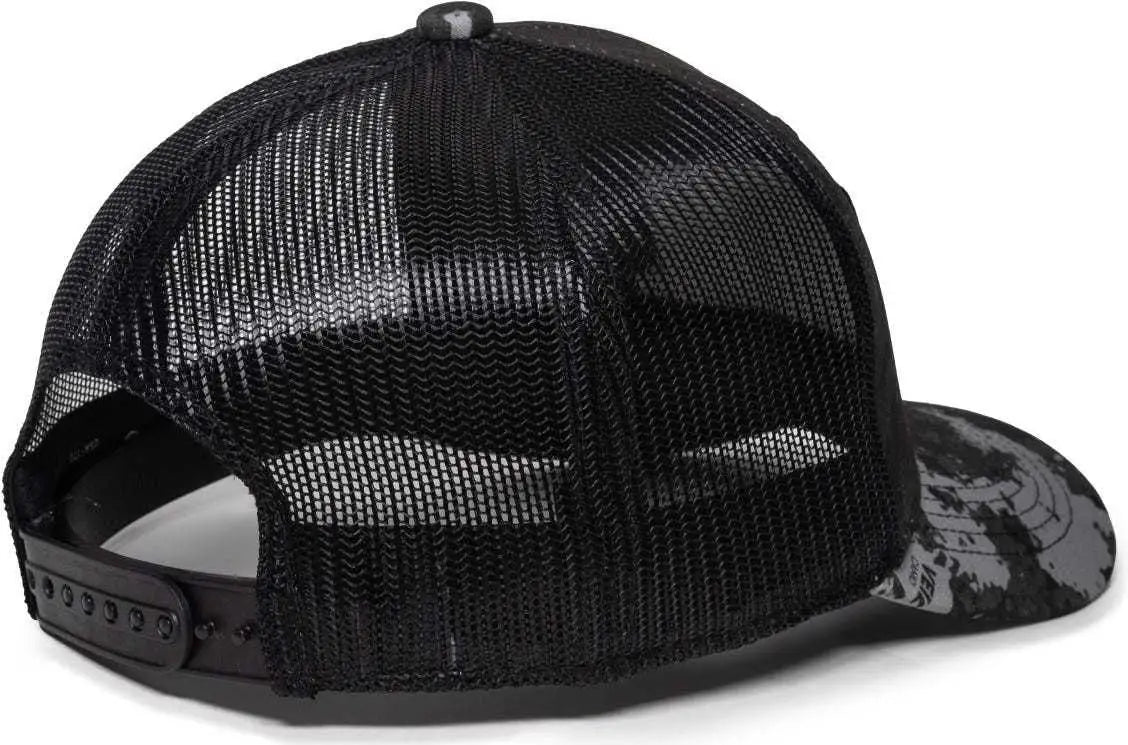 OC Sports USA-170 Polyester Camo Mesh Back Cap - Veil Tac-Black Black - Veil Black / 6 7/8’’ - 7 1/2’’