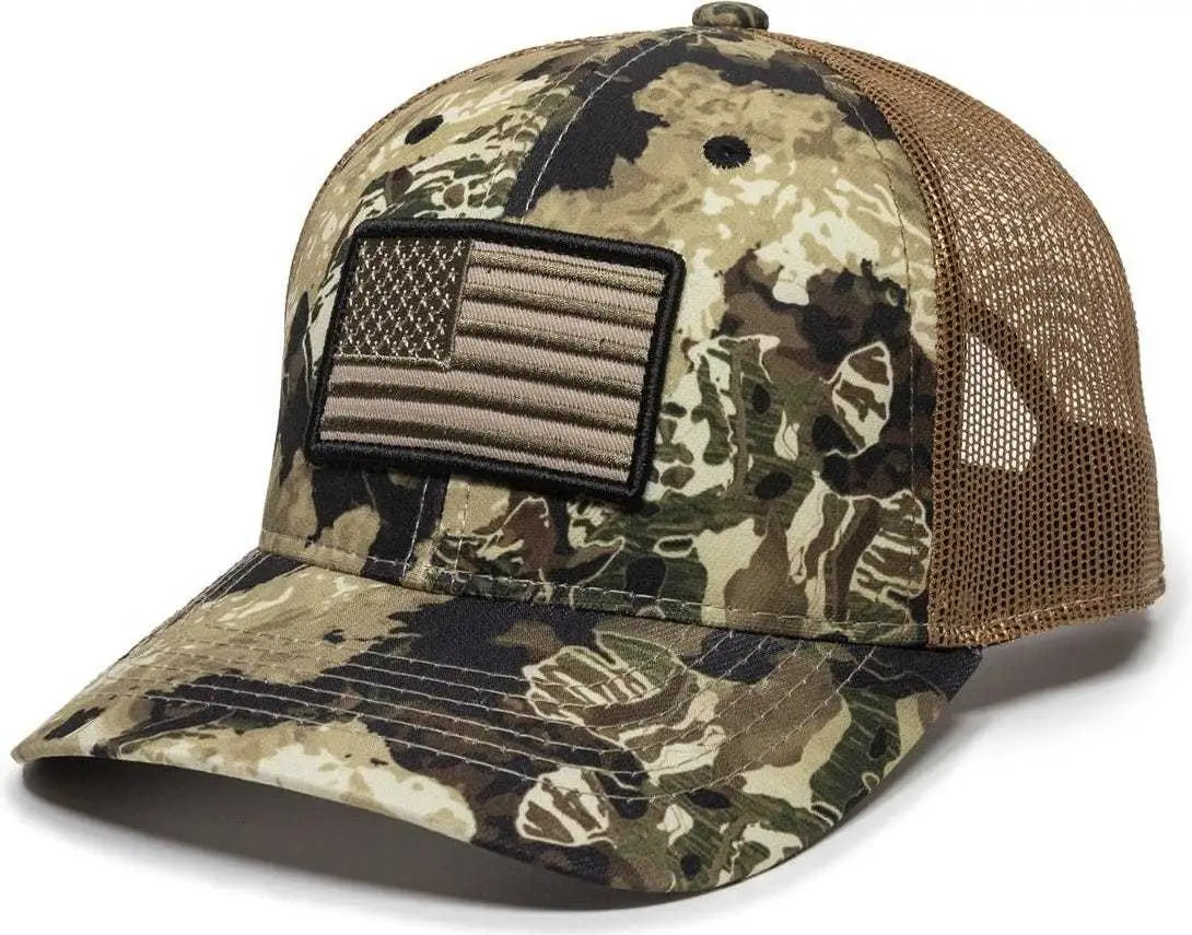 OC Sports USA-170 Polyester Camo Mesh Back Cap - Veil Camo Whitetail Brown - Veil Brown / 6 7/8’’ - 7 1/2’’