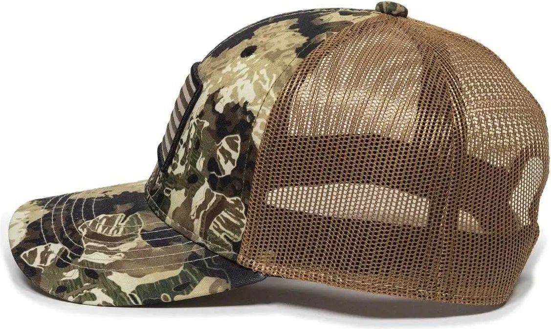 OC Sports USA-170 Polyester Camo Mesh Back Cap - Veil Camo Whitetail Brown - Veil Brown / 6 7/8’’ - 7 1/2’’