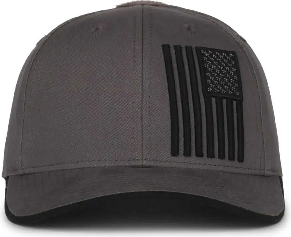 OC Sports USA-180 Mid Crown Structured Flag Cap - Charcoal - Dark Gray / 6 7/8’’ - 7 1/2’’