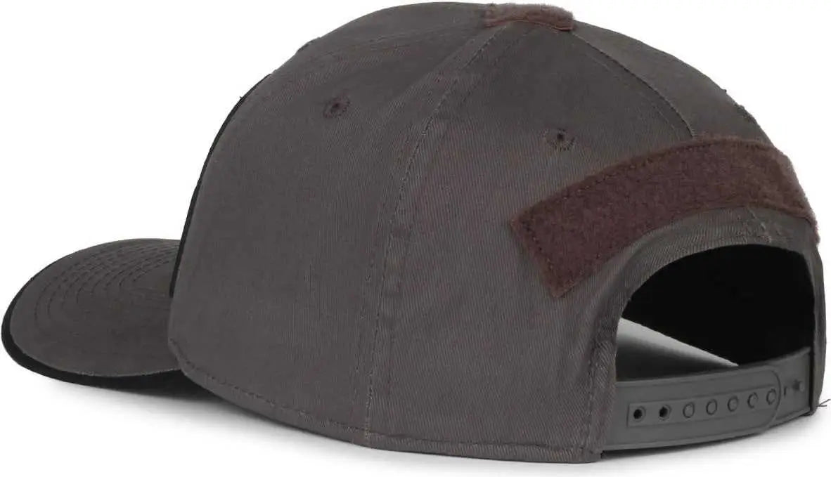 OC Sports USA-180 Mid Crown Structured Flag Cap - Charcoal - Dark Gray / 6 7/8’’ - 7 1/2’’