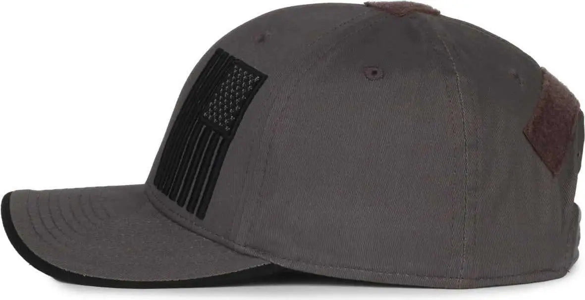 OC Sports USA-180 Mid Crown Structured Flag Cap - Charcoal - Dark Gray / 6 7/8’’ - 7 1/2’’