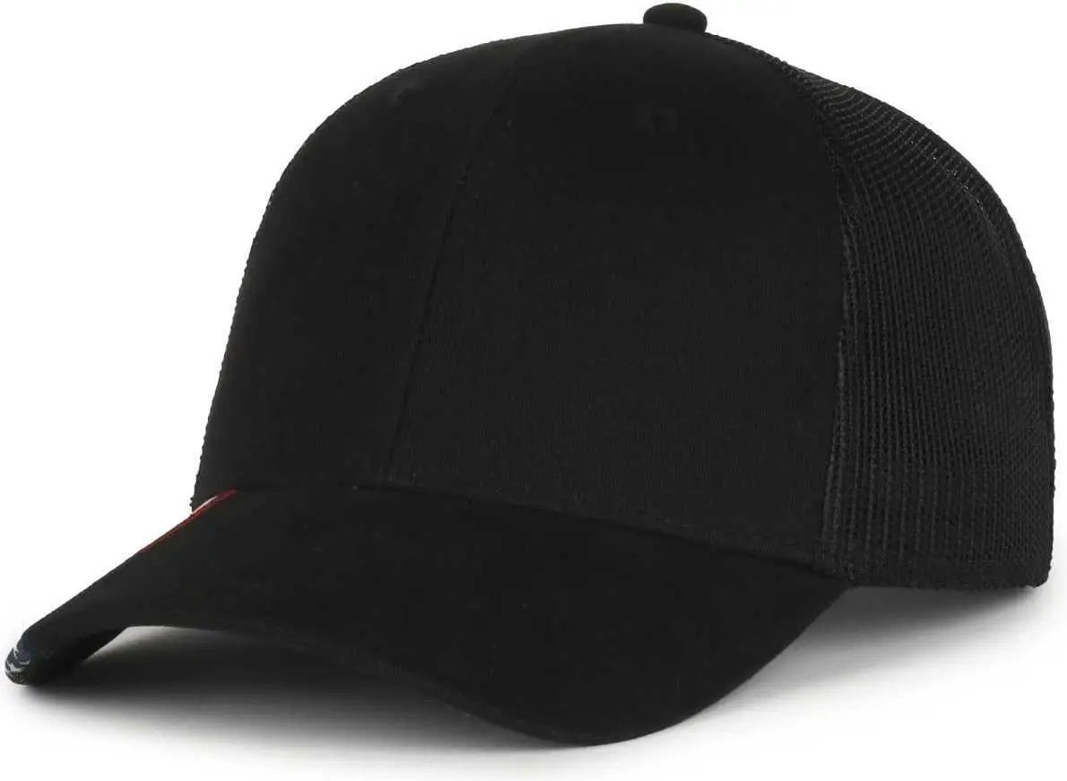 OC Sports USA-300M Brushed Twill with Flag Visor Insert Cap - Black Black - Black / OSFM