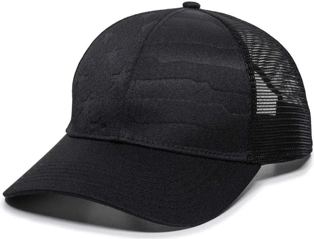 OC Sports USA-750M Adjustable Mesh Back Cap - Black - Black / 6 7/8’’ - 7 1/2’’
