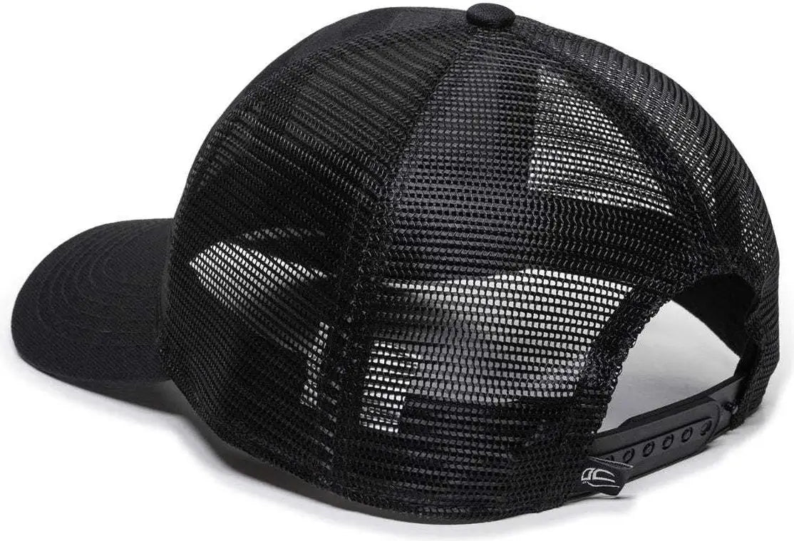 OC Sports USA-750M Adjustable Mesh Back Cap - Black - Black / 6 7/8’’ - 7 1/2’’