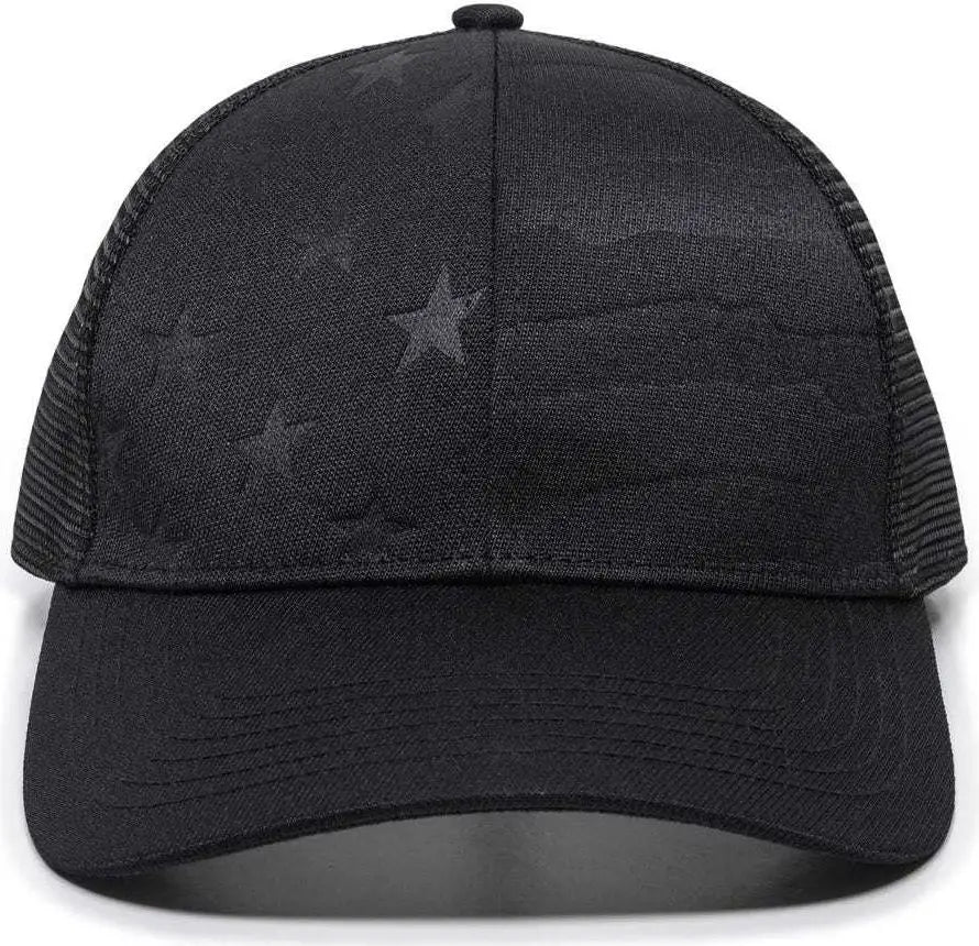 OC Sports USA-750M Adjustable Mesh Back Cap - Black - Black / 6 7/8’’ - 7 1/2’’