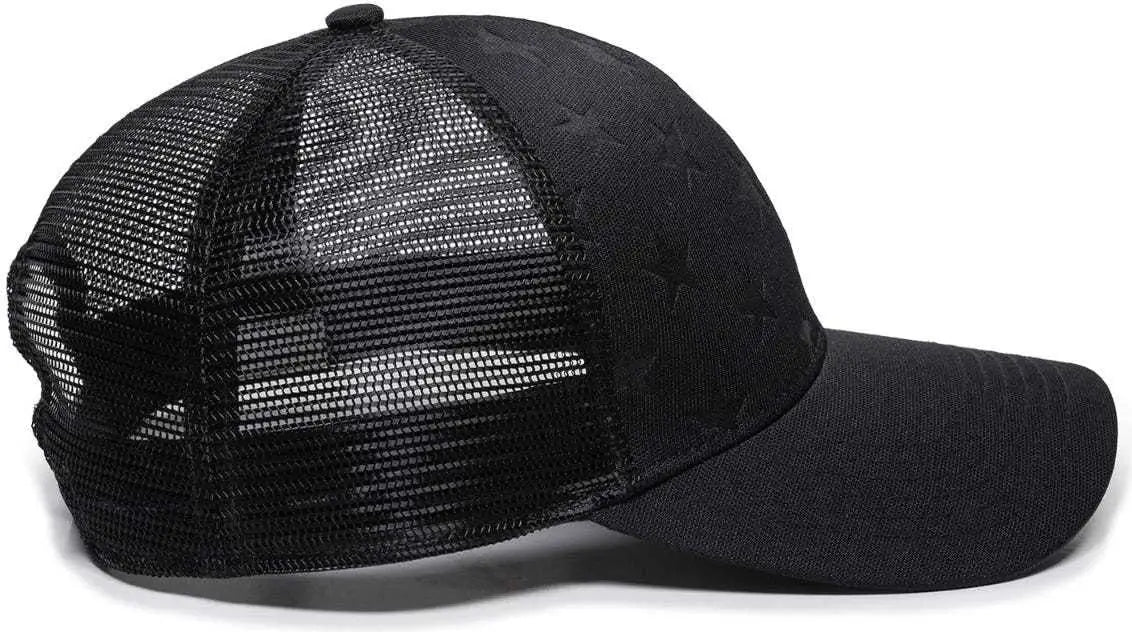 OC Sports USA-750M Adjustable Mesh Back Cap - Black - Black / 6 7/8’’ - 7 1/2’’