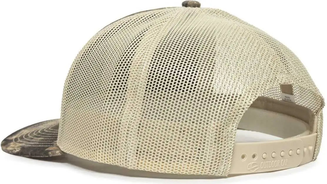 OC Sports USA771CAMO American Flag Leather Patch Cap - Realtree Timber Tan - Realtree Tan / 6 7/8’’ - 7 1/2’’