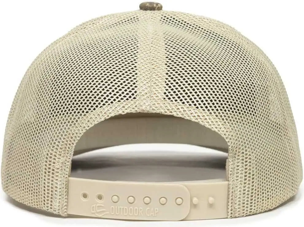 OC Sports USA771CAMO American Flag Leather Patch Cap - Realtree Timber Tan - Realtree Tan / 6 7/8’’ - 7 1/2’’