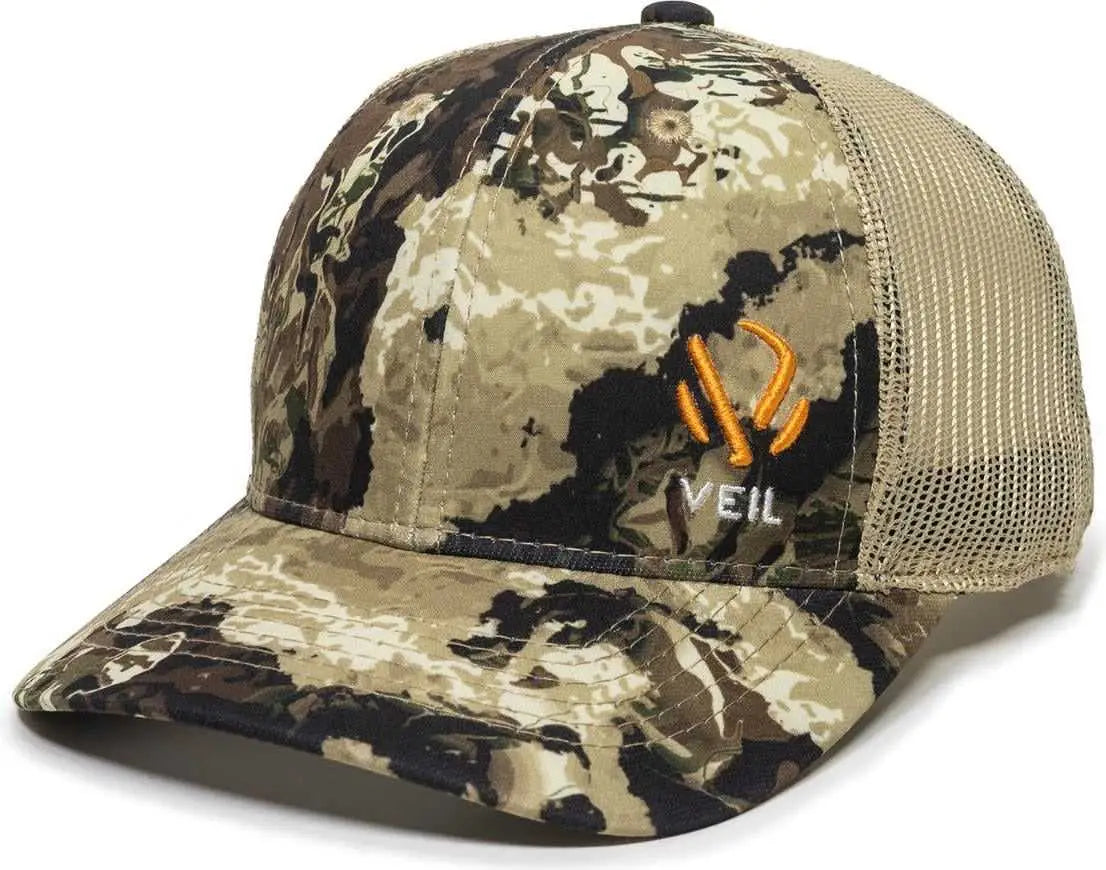 OC Sports VEIL-001 VEIL Camo Mesh Back Cap - Veil Camo Whitetail Natural - Veil Ivory / 6 7/8’’ - 7 1/2’’