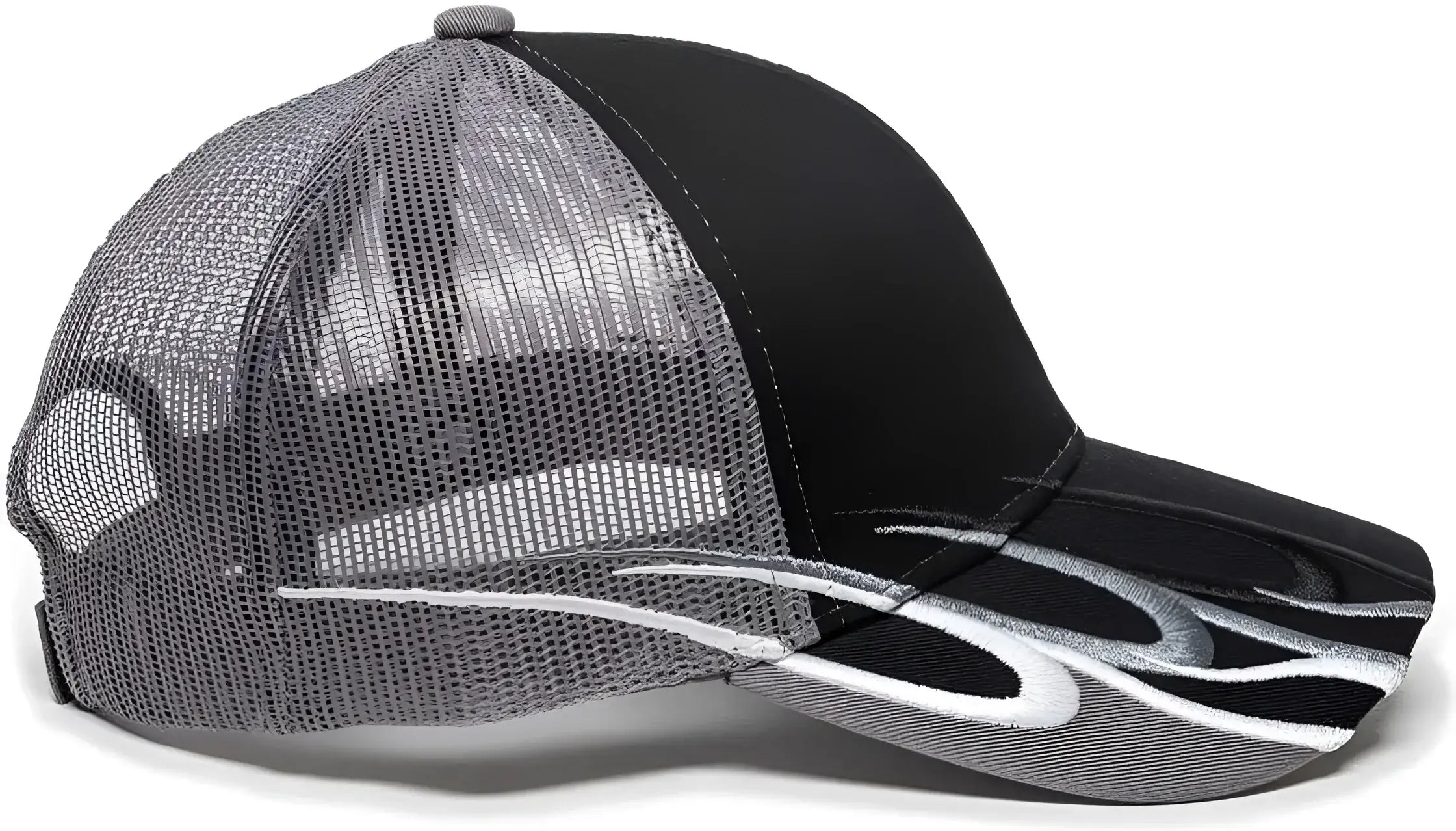 OC Sports WAV-605M Adjustable Mesh Back Cap - Black Charcoal - Black Dark Gray / 6 7/8’’ - 7 1/2’’