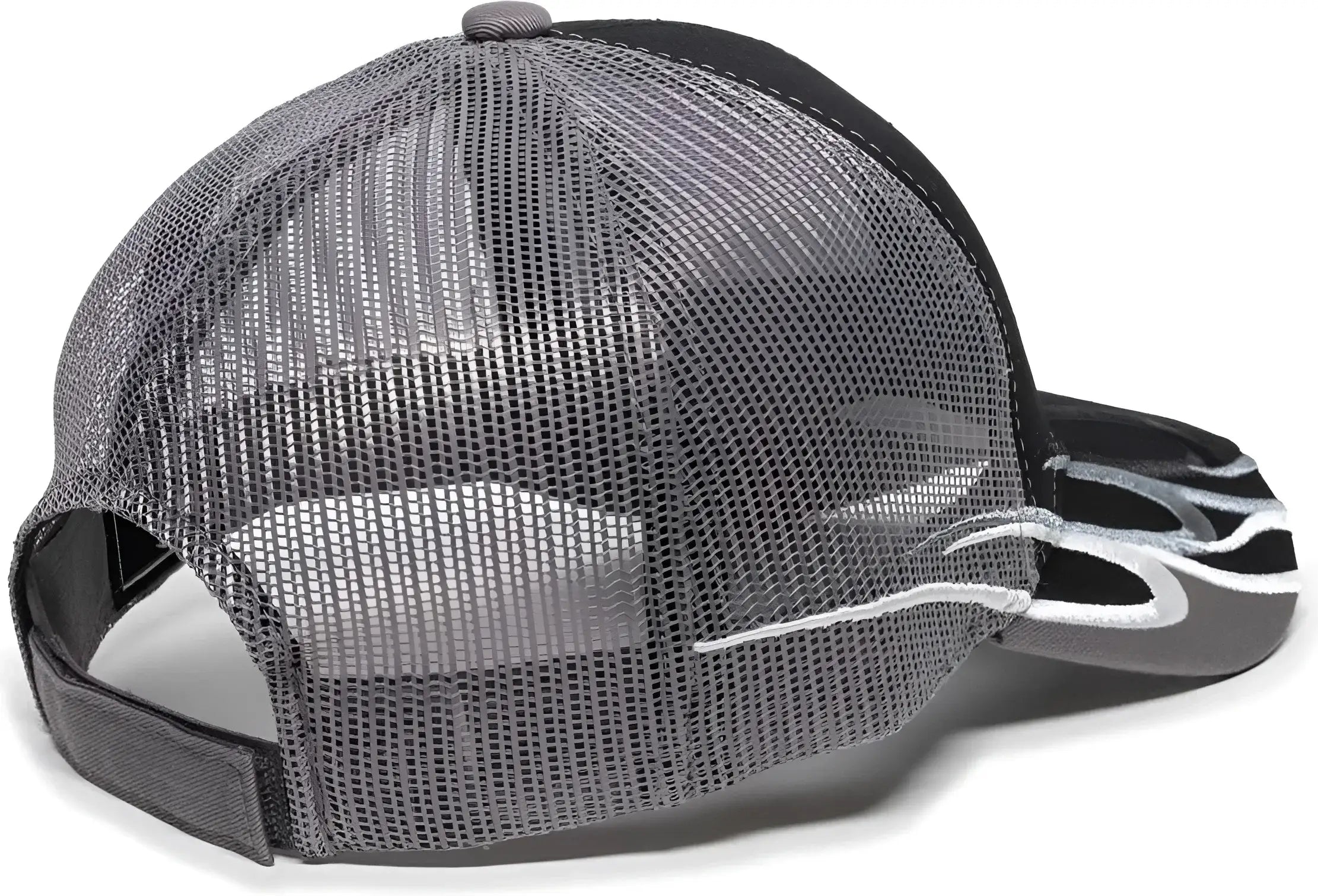 OC Sports WAV-605M Adjustable Mesh Back Cap - Black Charcoal - Black Dark Gray / 6 7/8’’ - 7 1/2’’