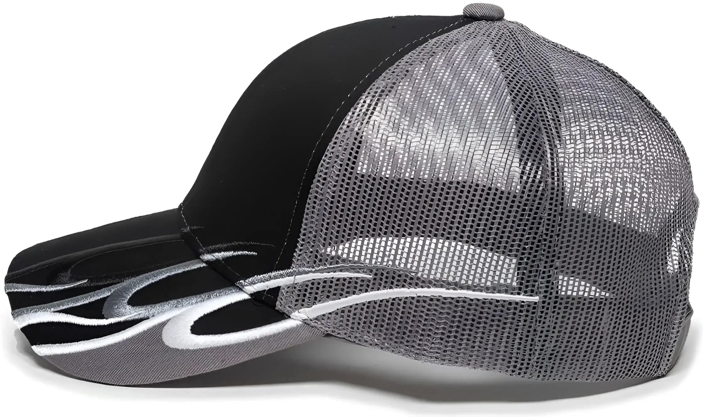 OC Sports WAV-605M Adjustable Mesh Back Cap - Black Charcoal - Black Dark Gray / 6 7/8’’ - 7 1/2’’