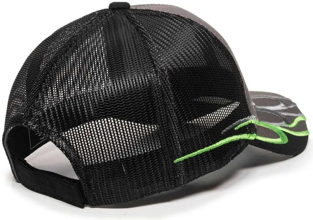 OC Sports WAV-605M Adjustable Mesh Back Cap - Charcoal Black - Dark Gray Black / 6 7/8’’ - 7 1/2’’