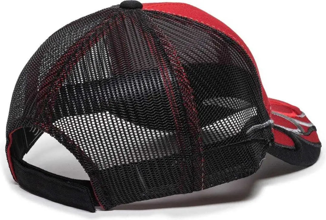 OC Sports WAV-605M Adjustable Mesh Back Cap - Red Black - Red Black / 6 7/8’’ - 7 1/2’’