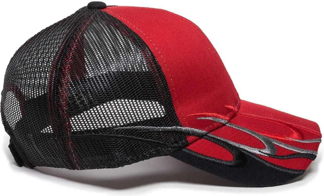 OC Sports WAV-605M Adjustable Mesh Back Cap - Red Black - Red Black / 6 7/8’’ - 7 1/2’’
