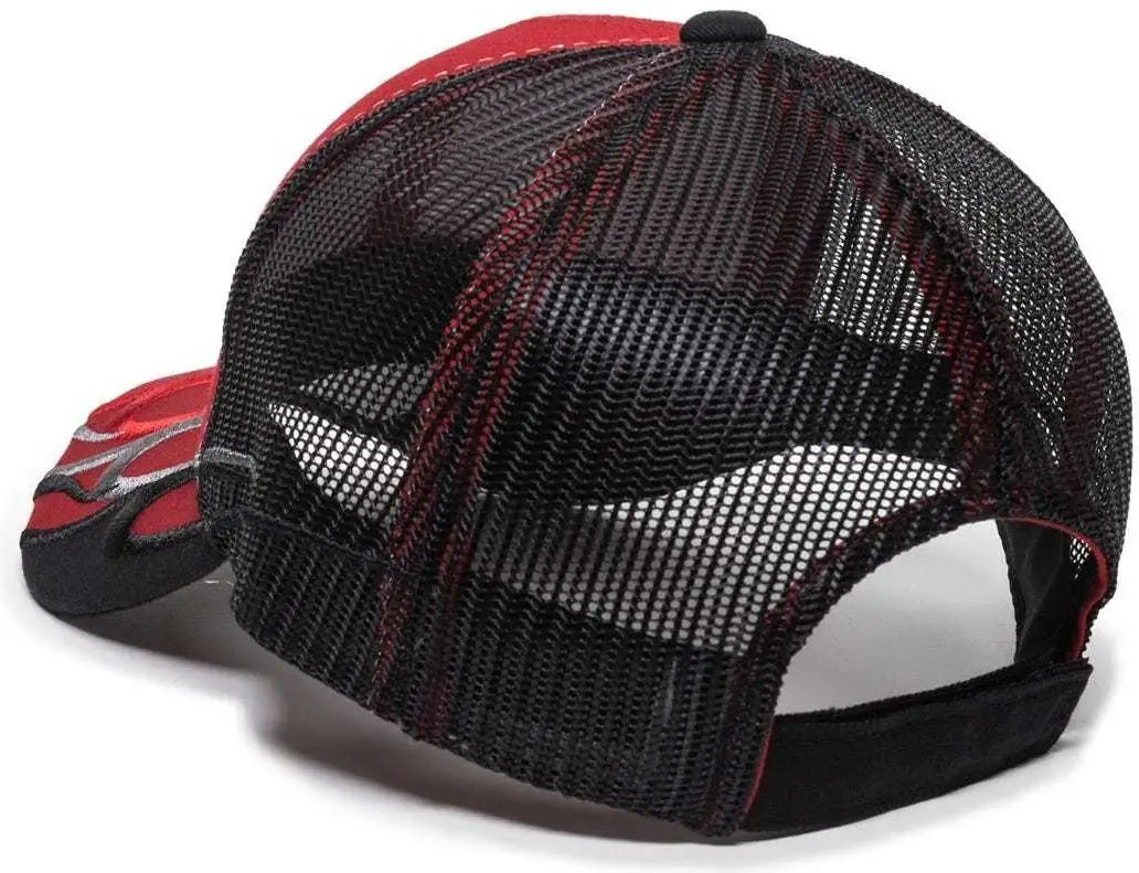 OC Sports WAV-605M Adjustable Mesh Back Cap - Red Black - Red Black / 6 7/8’’ - 7 1/2’’