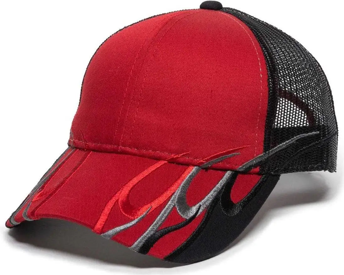 OC Sports WAV-605M Adjustable Mesh Back Cap - Red Black - Red Black / 6 7/8’’ - 7 1/2’’