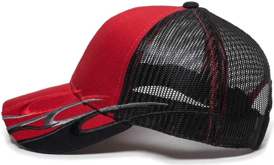 OC Sports WAV-605M Adjustable Mesh Back Cap - Red Black - Red Black / 6 7/8’’ - 7 1/2’’