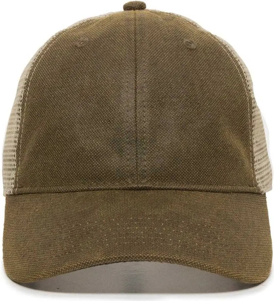 OC Sports WCV-100M Adjustable Mesh Back Weathered Look Cap - Brown Khaki - Brown Khaki / 6 7/8’’ - 7 1/2’’