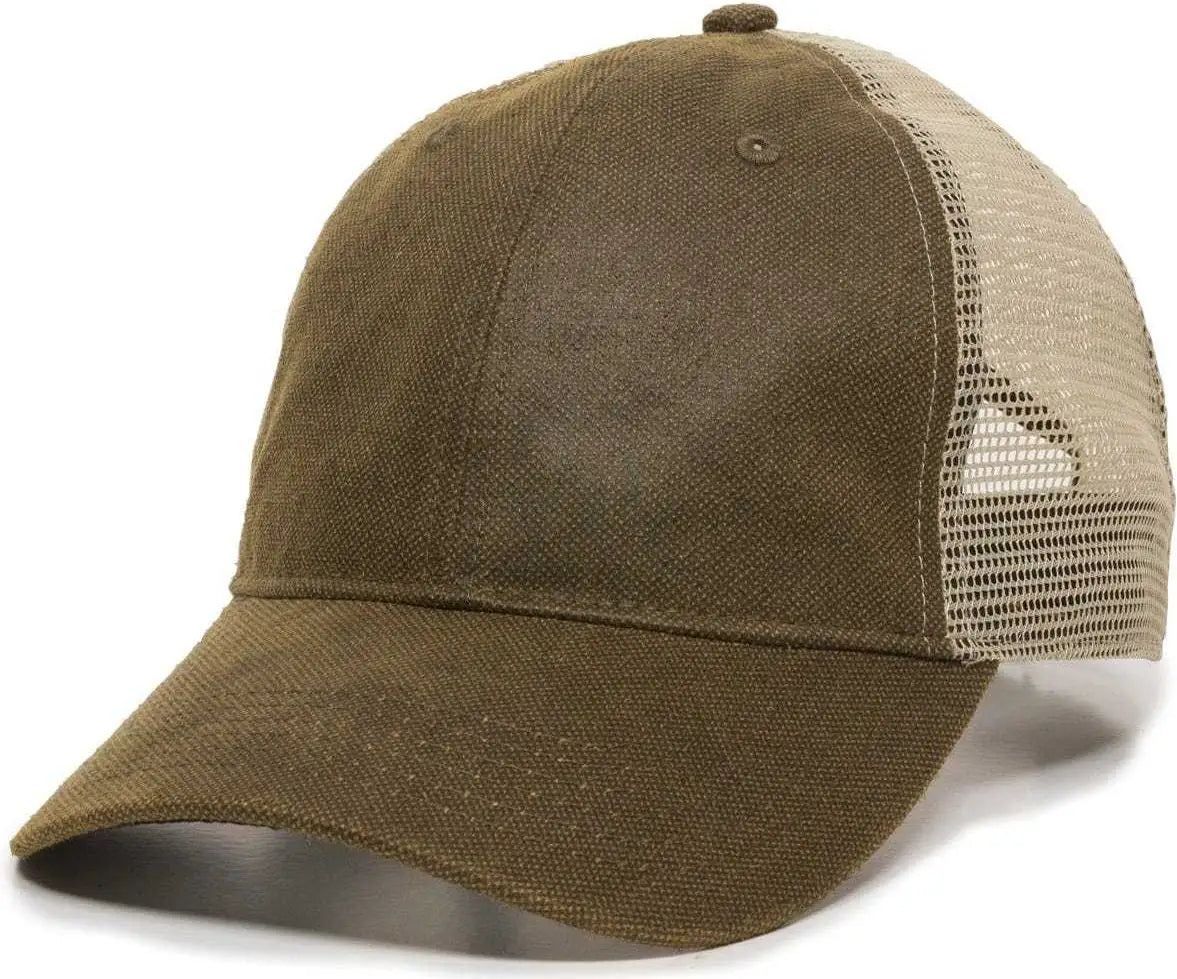 OC Sports WCV-100M Adjustable Mesh Back Weathered Look Cap - Brown Khaki - Brown Khaki / 6 7/8’’ - 7 1/2’’