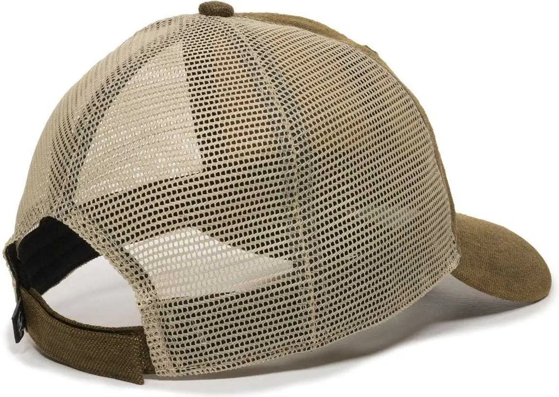 OC Sports WCV-100M Adjustable Mesh Back Weathered Look Cap - Brown Khaki - Brown Khaki / 6 7/8’’ - 7 1/2’’