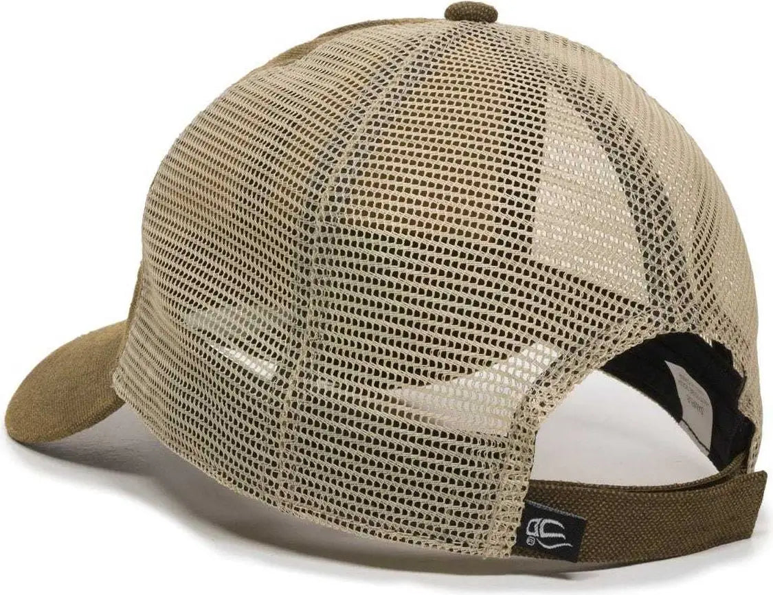 OC Sports WCV-100M Adjustable Mesh Back Weathered Look Cap - Brown Khaki - Brown Khaki / 6 7/8’’ - 7 1/2’’