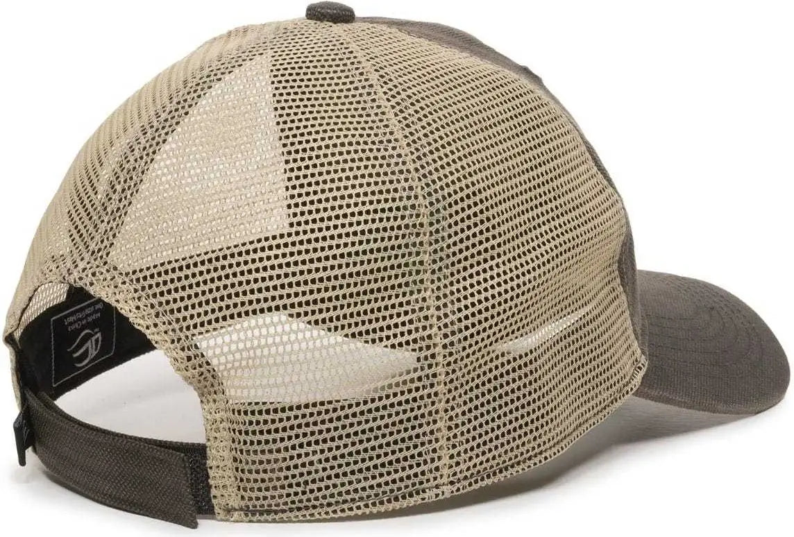 OC Sports WCV-100M Adjustable Mesh Back Weathered Look Cap - Charcoal Khaki - Dark Gray Khaki / 6 7/8’’ - 7 1/2’’